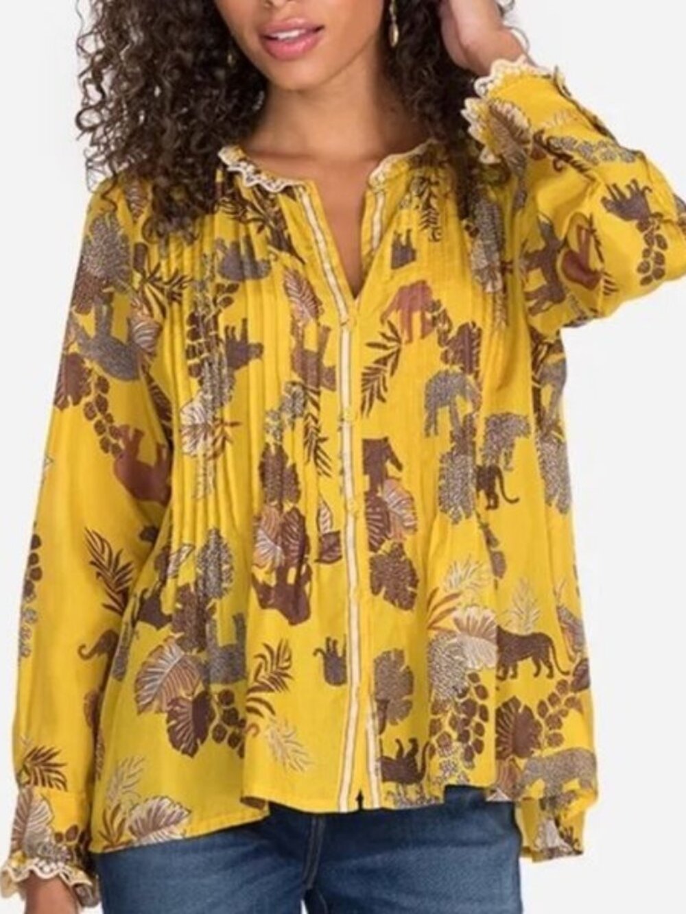 Johnny Was Evette Blouse in Taly Print Size Large
